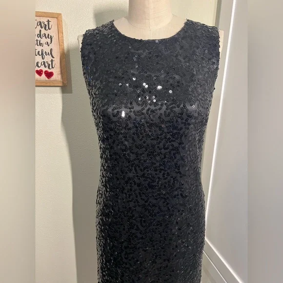 tahari silver sequin dress TAHARI sequin dress